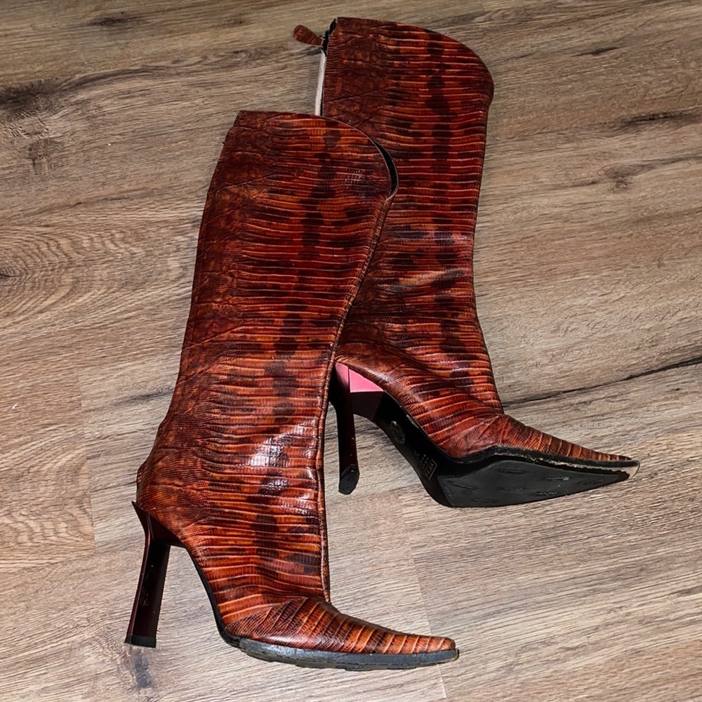 Giuseppe Zanotti burgundy reptile embossed boots size - 36